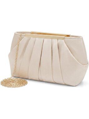 Elegant Evening Clutch Purse for Women, Detachable Chain Strap, Pleated Design